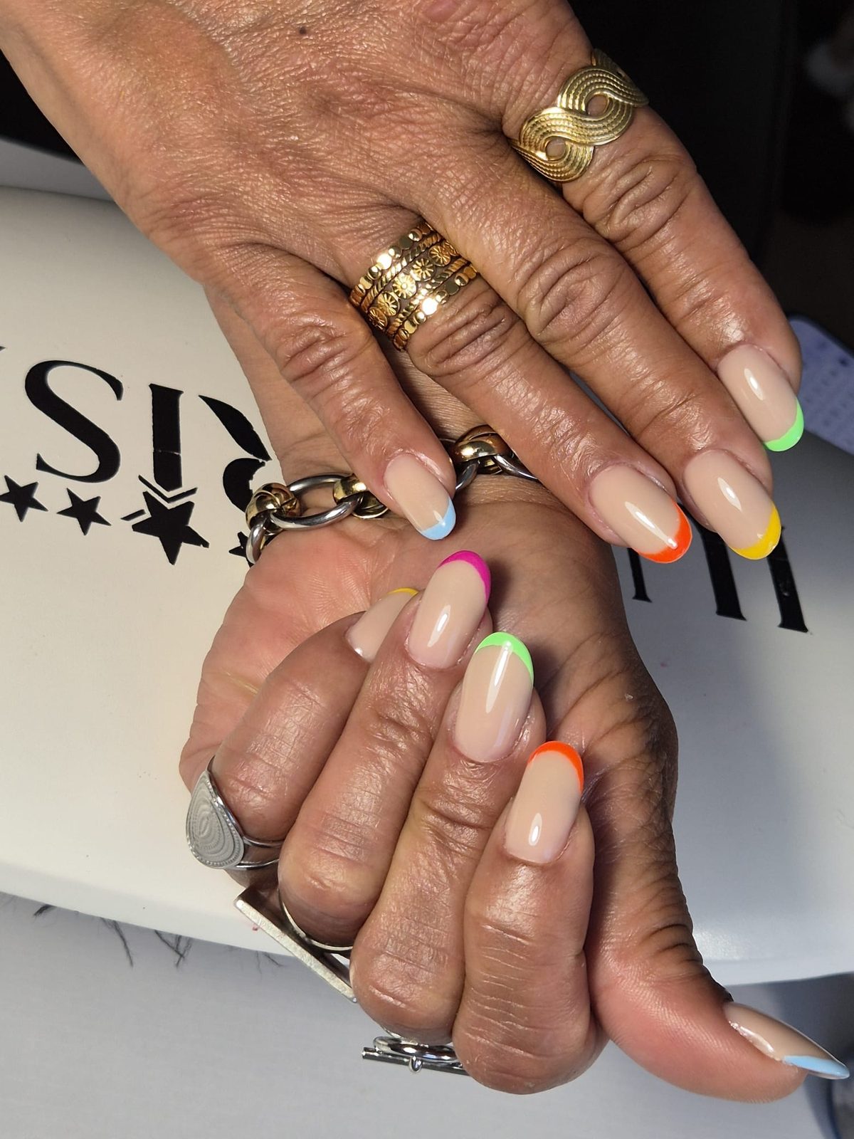 French Arc-en-ciel — nail art gel french Rezé Nantes M&A Nail Design